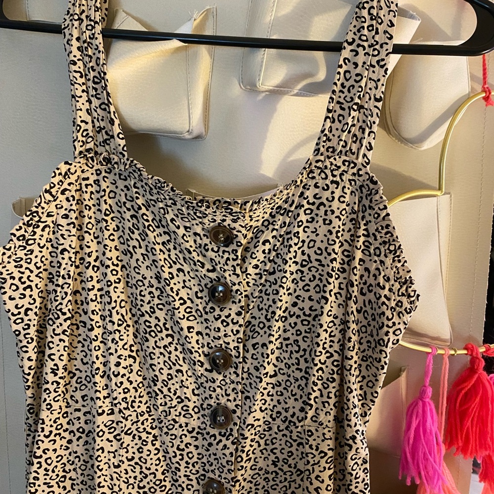 Button up leopard print midi dress